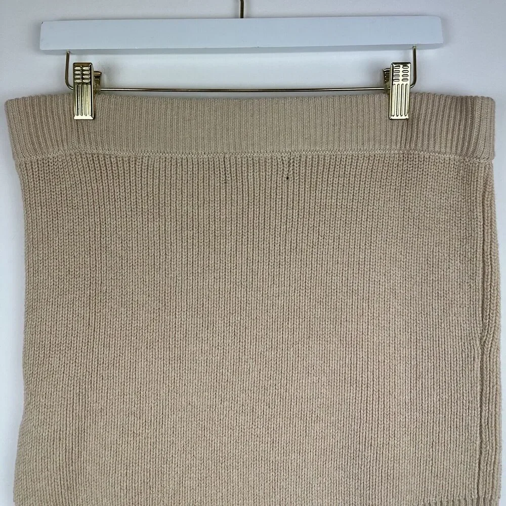 SER.O.YA Arola Skirt Rib Knit Cappuccino Beige Pull On Cotton Distressed XL NWT